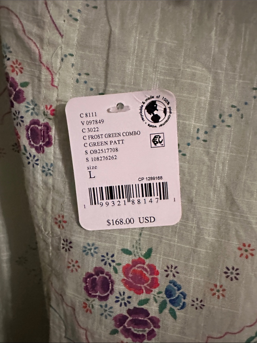Free People Light Green Embroidered Floral tunic - Picture 8 of 11
